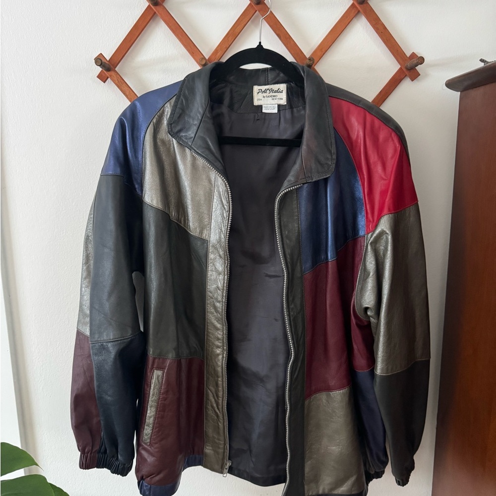 Vintage Pelle Italia Color-Block Leather Jacket